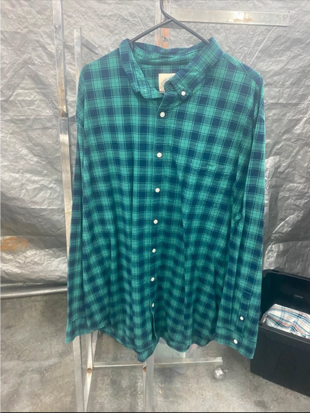 St. John's Bay Teal & Dark Green Plaid Button-Down Shirt
